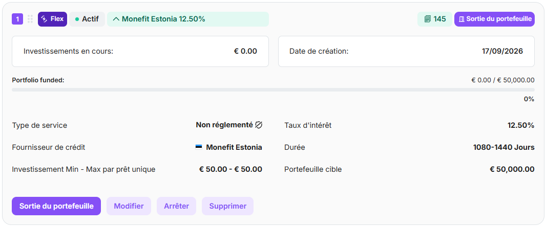 Active Auto-invest FLEX portfolio on Lendermarket